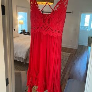 Free People Adella slip dress in red